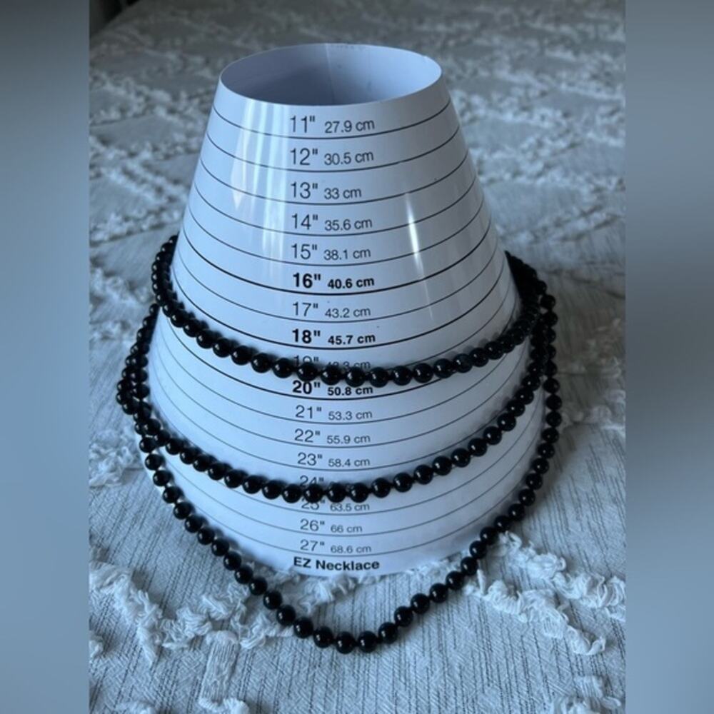 Vintage Black Beaded Three Strand Graduating Necklace